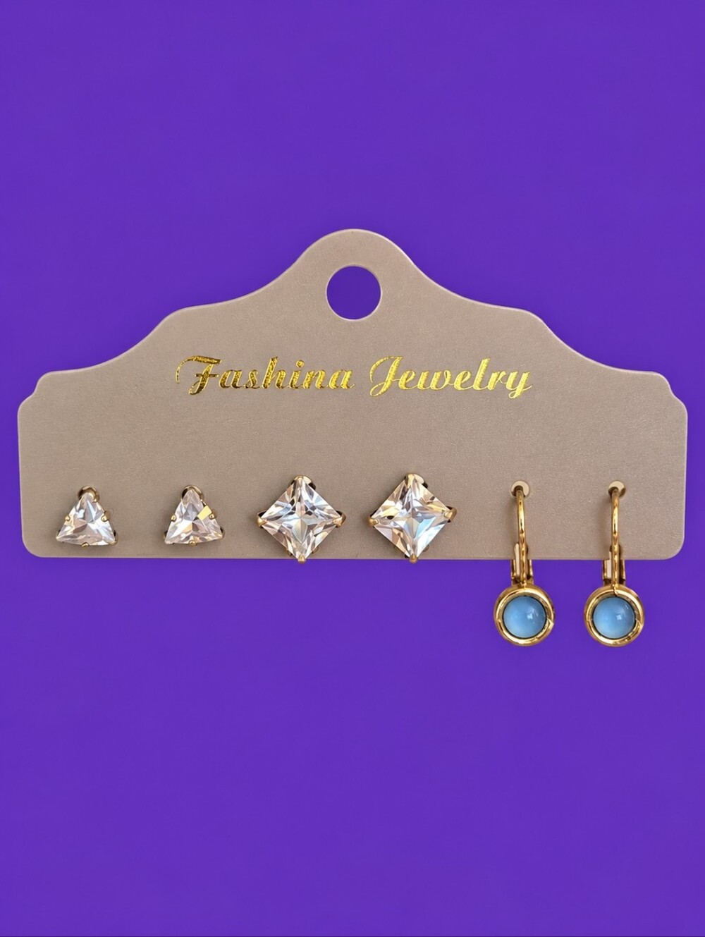3/$30 Vintage Three Pair Rhinestone Earrings Set - Picture 1 of 4